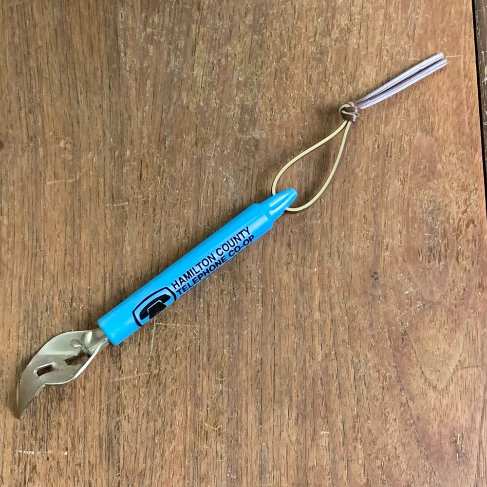 VTG Hamilton County Telephone‎ Co-op Dahlgren Illinois blue plastic can opener